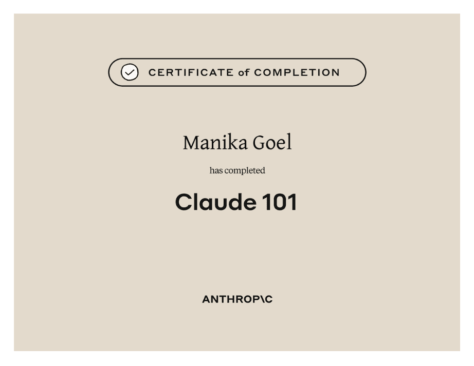 Claude 101 certificate