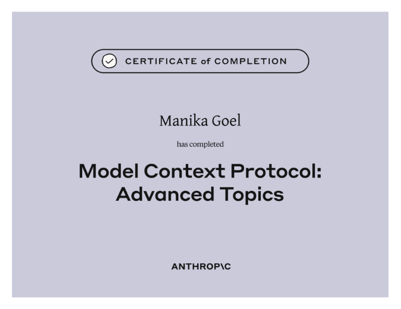 Introduction to MCP: Advanced Topics certificate
