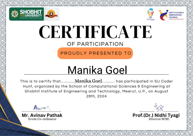 SU Coder Hunt I certificate