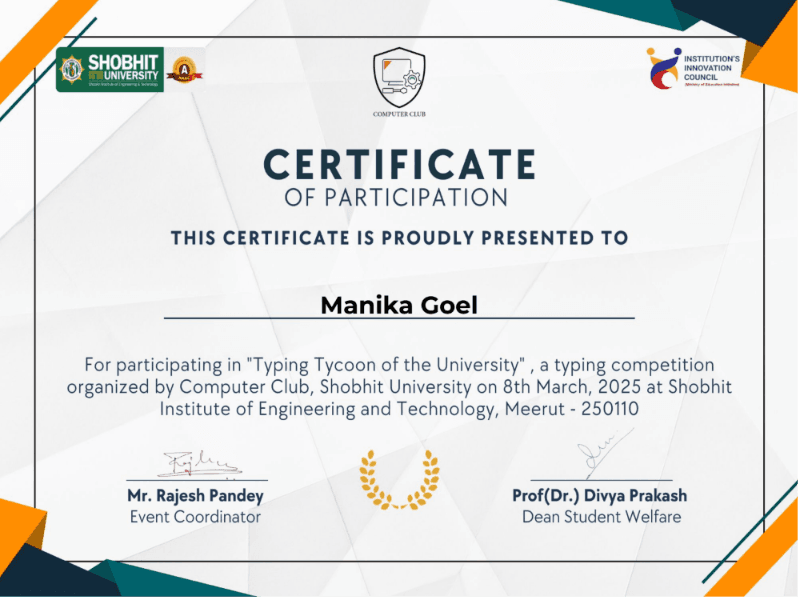 Typing Tycoon certificate